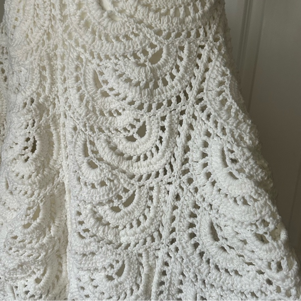 VTG Hand-Knit Crochet Fringe Cover Top Country Boho Shawl Poncho Festival Hippie - Picture 9 of 13